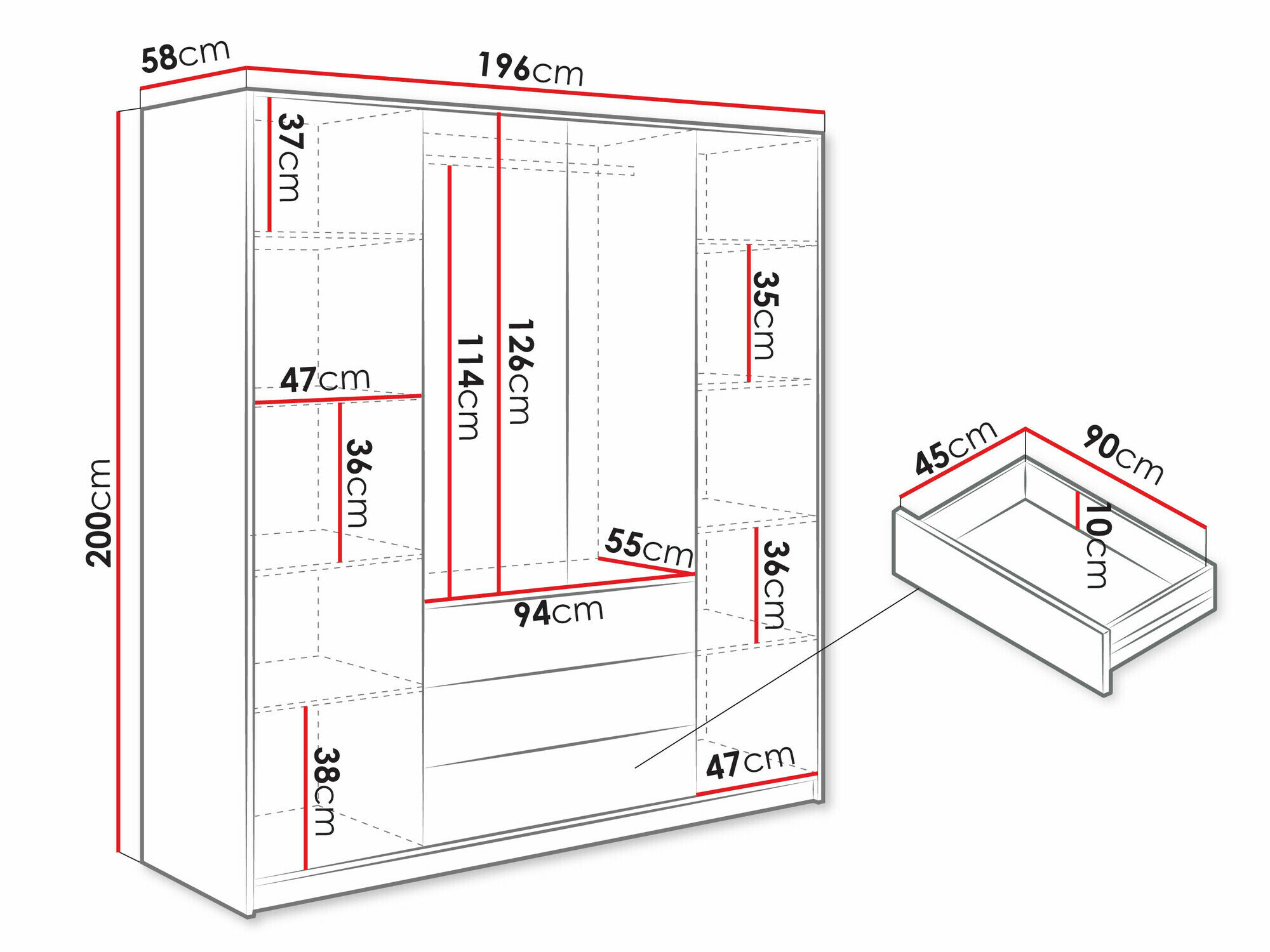 Garderobeskab Collis II (Wotan eg + Sort)
