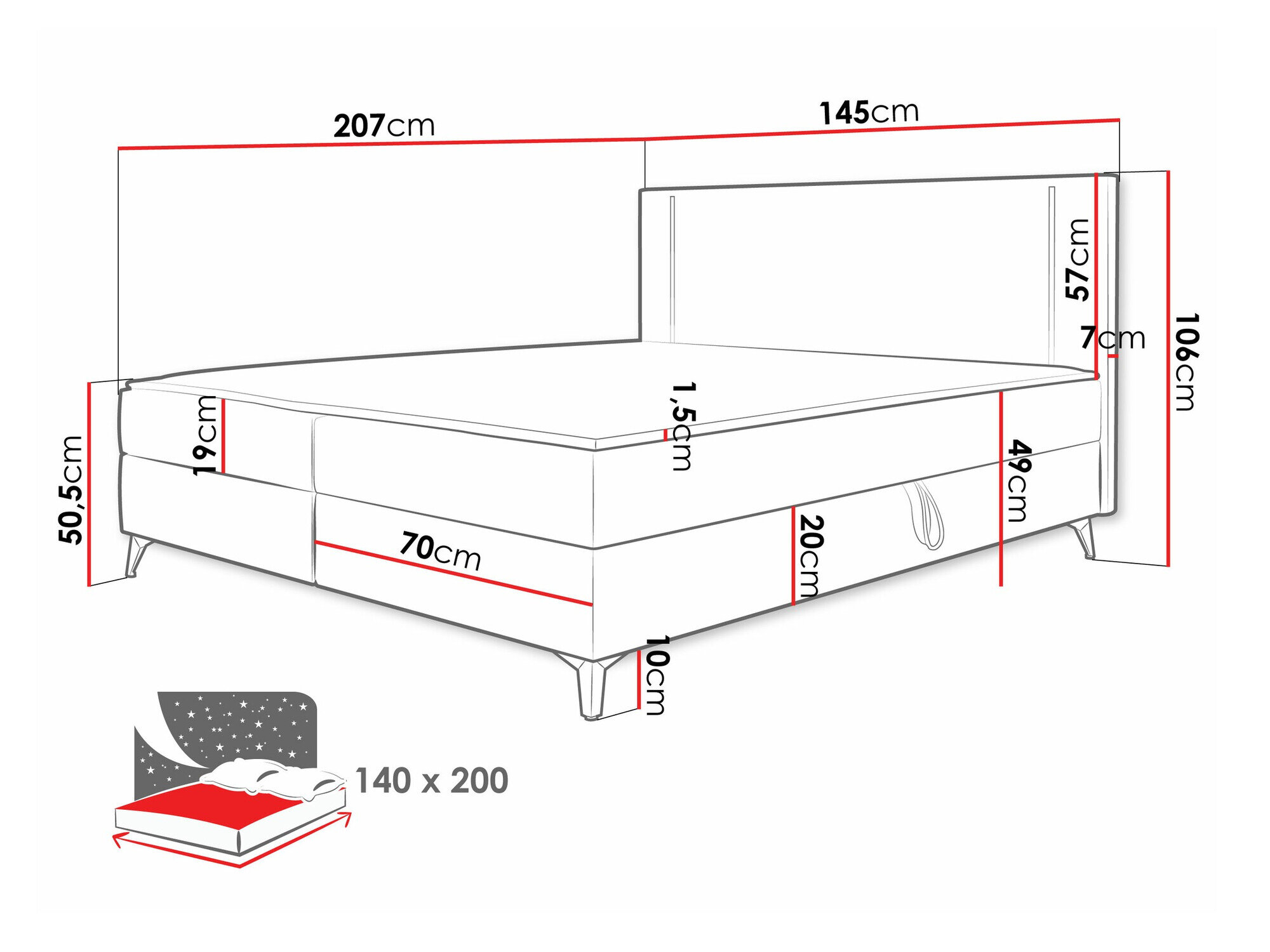 Boxspring Memphis 147 (Manila 02)