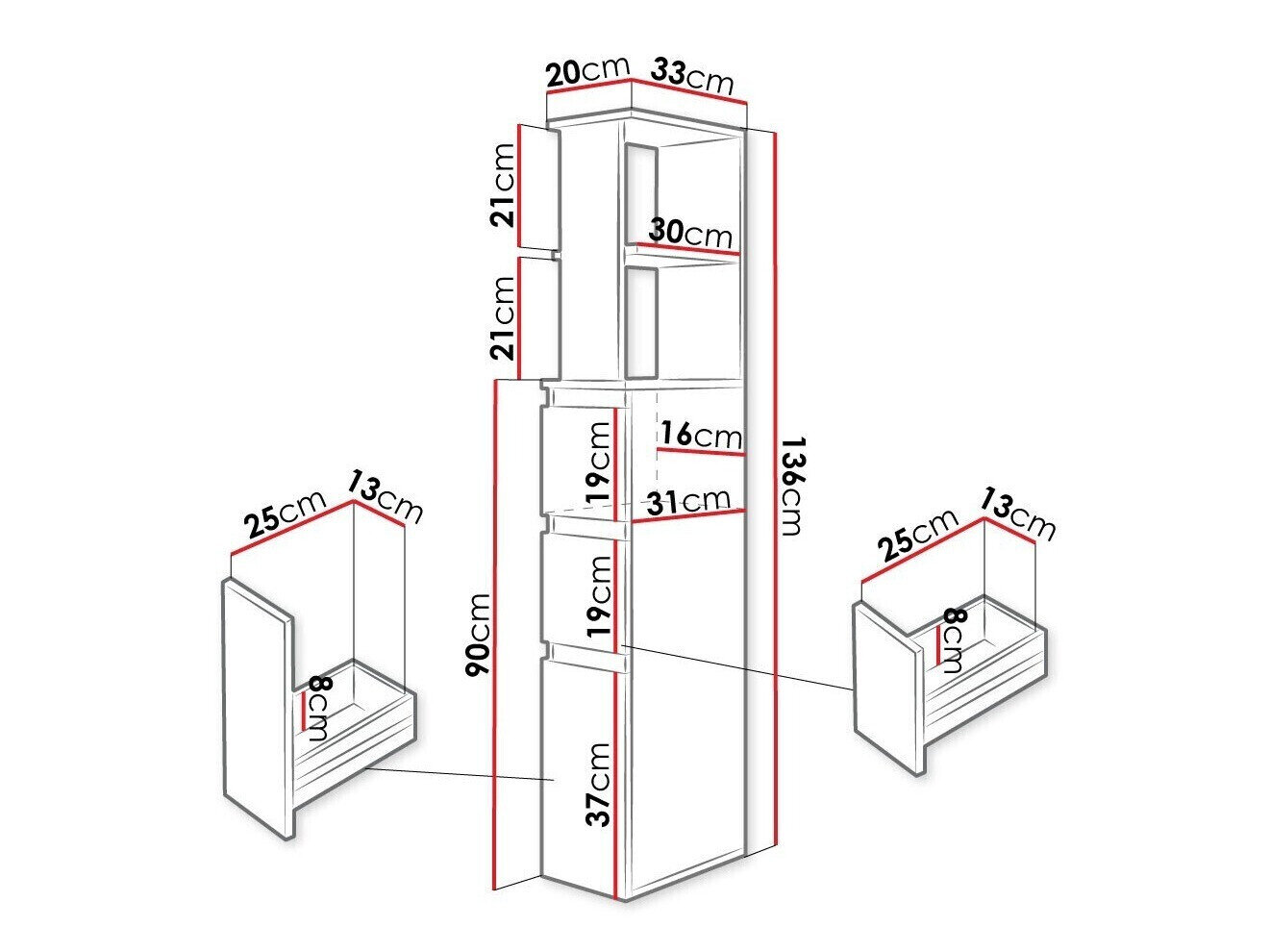 Stående badeværelsesskab Comfivo Ova