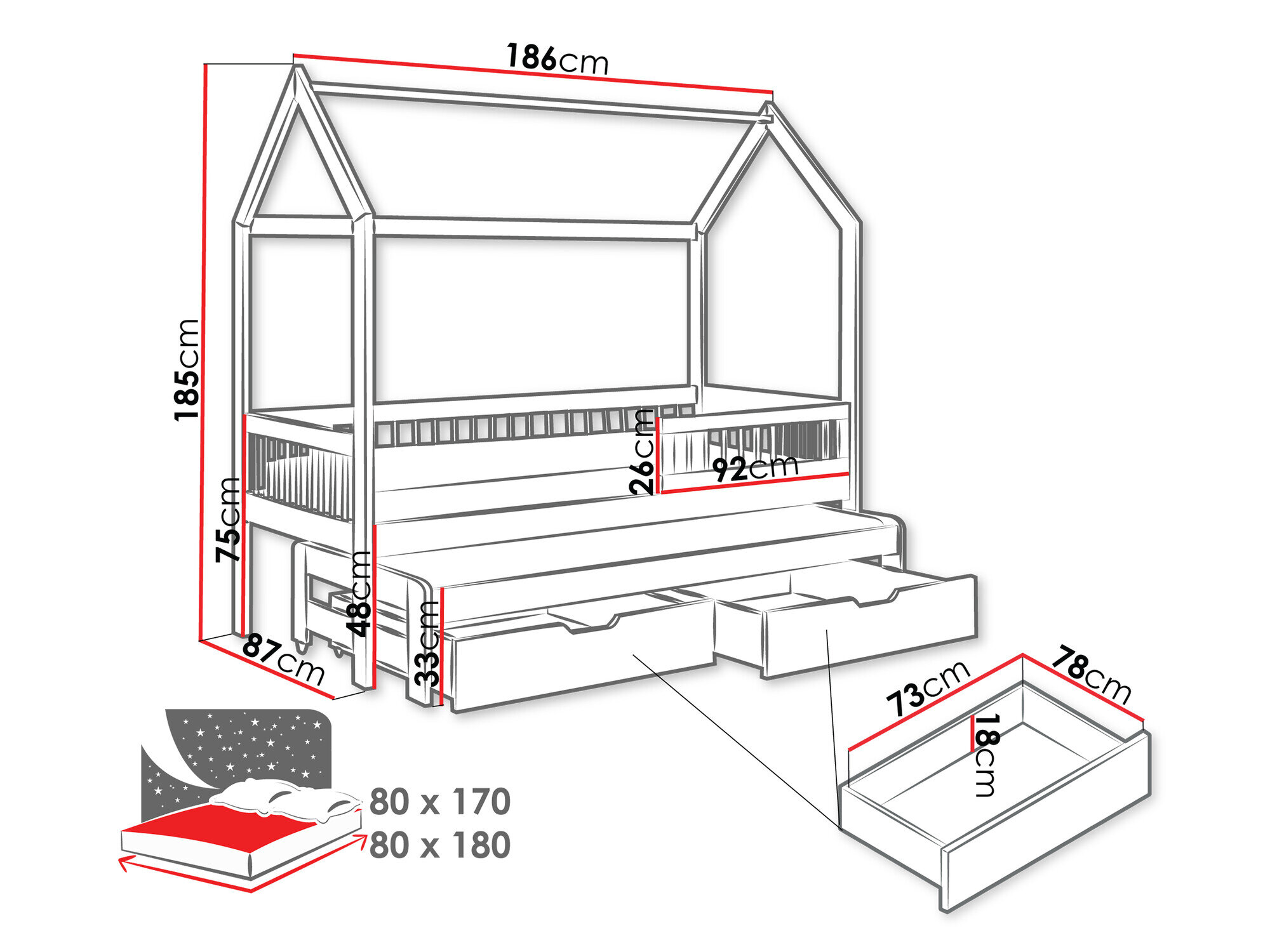 Bed Henderson 166 (Grijs)