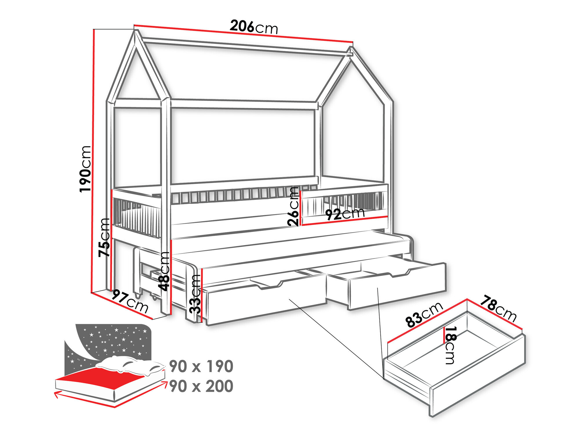 Seng Henderson 166 (Bøg)