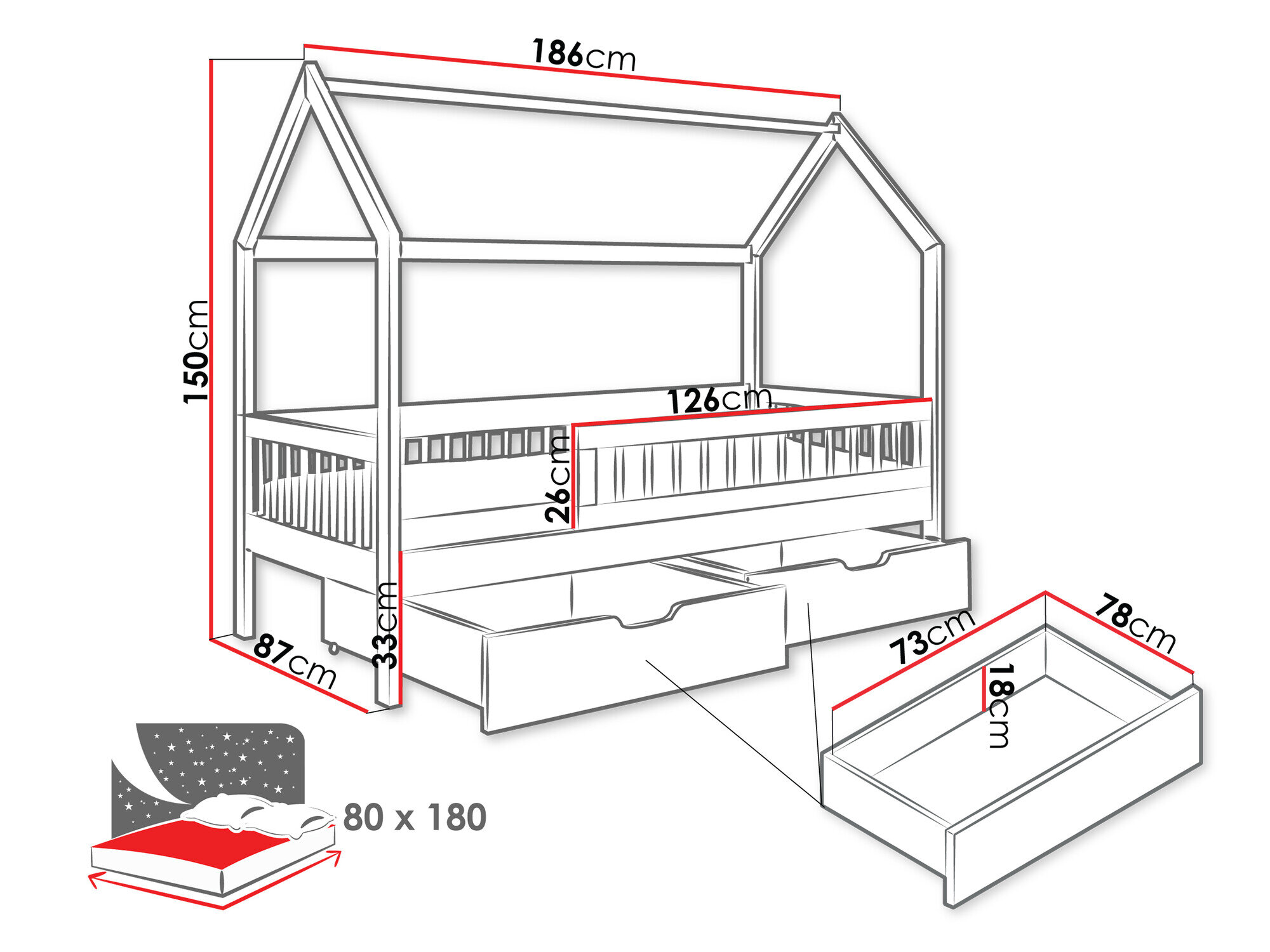 Seng Henderson 167 (Grå)