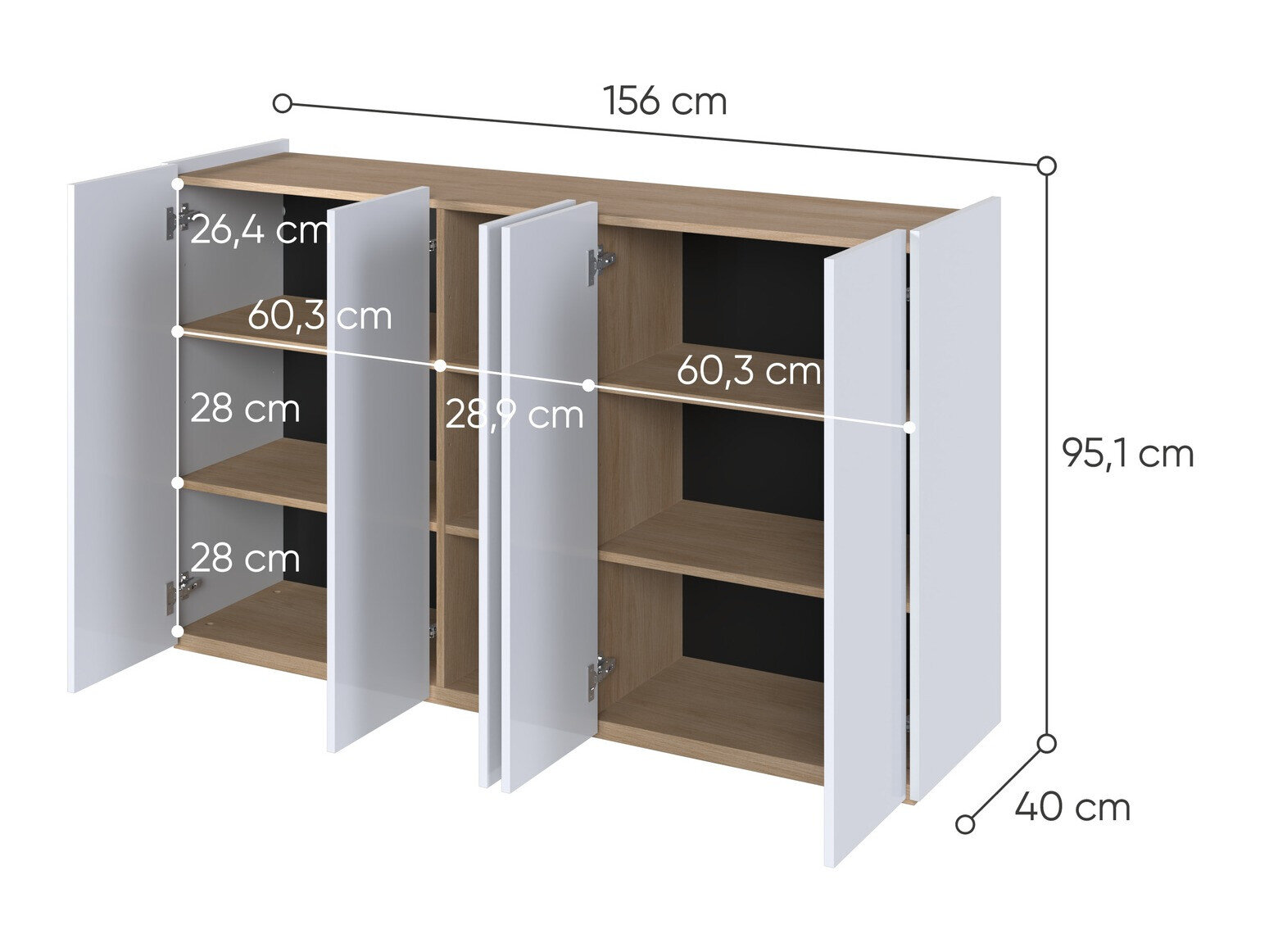 Skænk Fresno 147 (Glansfuld hvid)