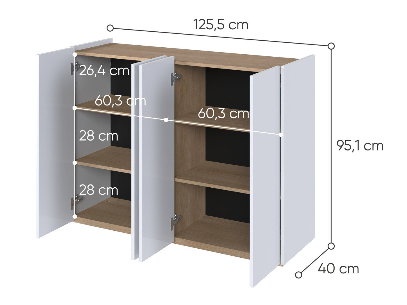 Skænk Fresno 148 (Glansfuld hvid)