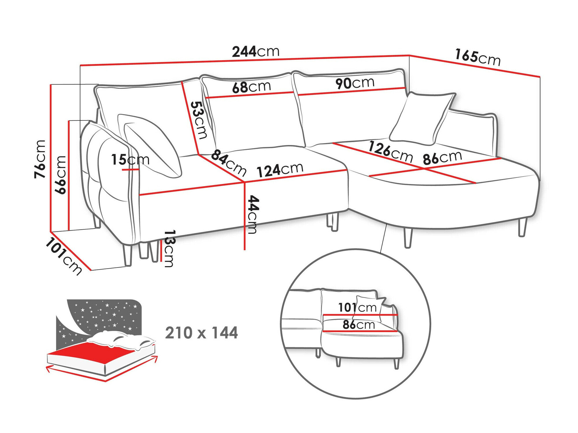 Hjørnesofa TrendyNest Ocelis (Onega 07)