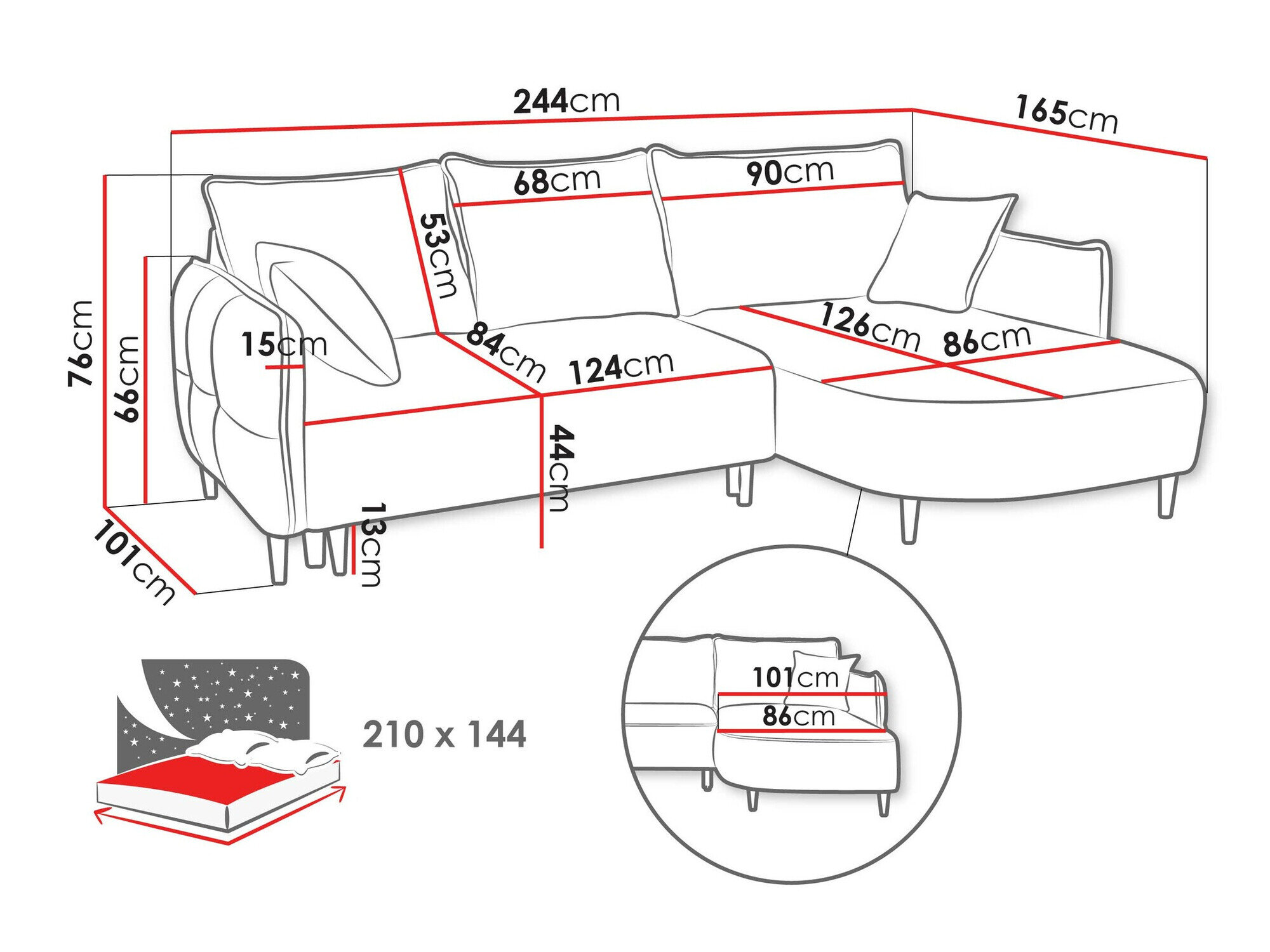 Hjørnesofa TrendyNest Ocelis (Onega 11)