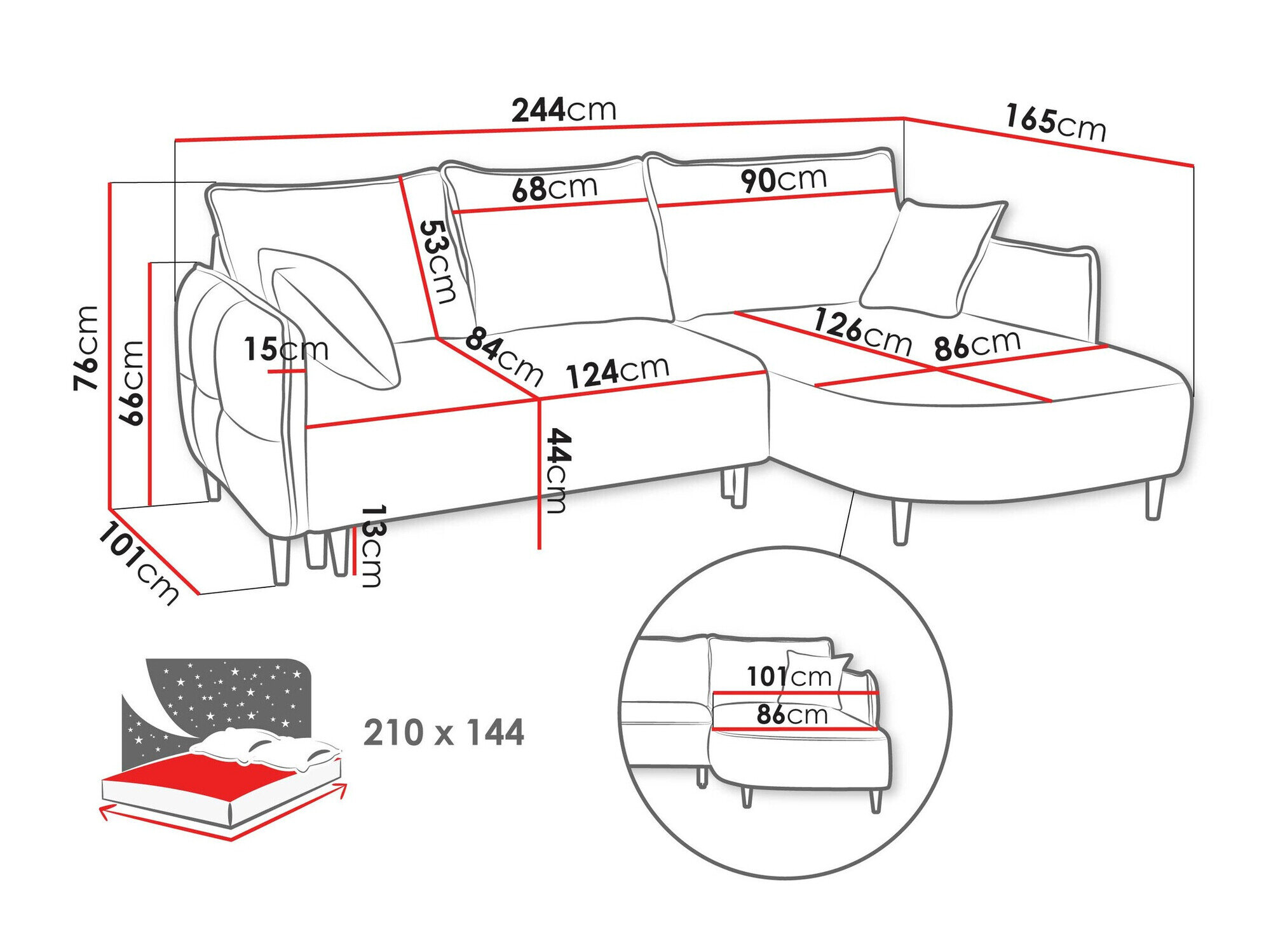Hjørnesofa TrendyNest Ocelis (Onega 14)