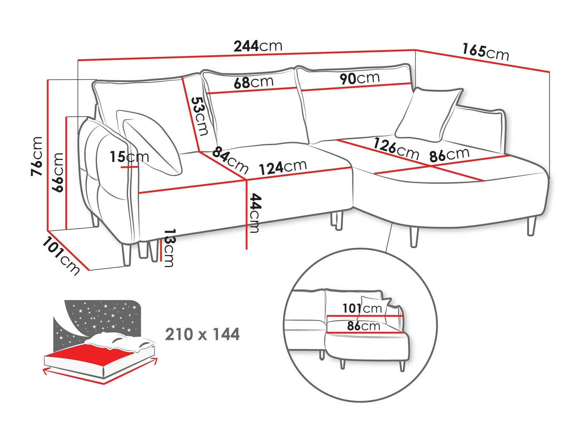 Hjørnesofa TrendyNest Ocelis (Onega 15)