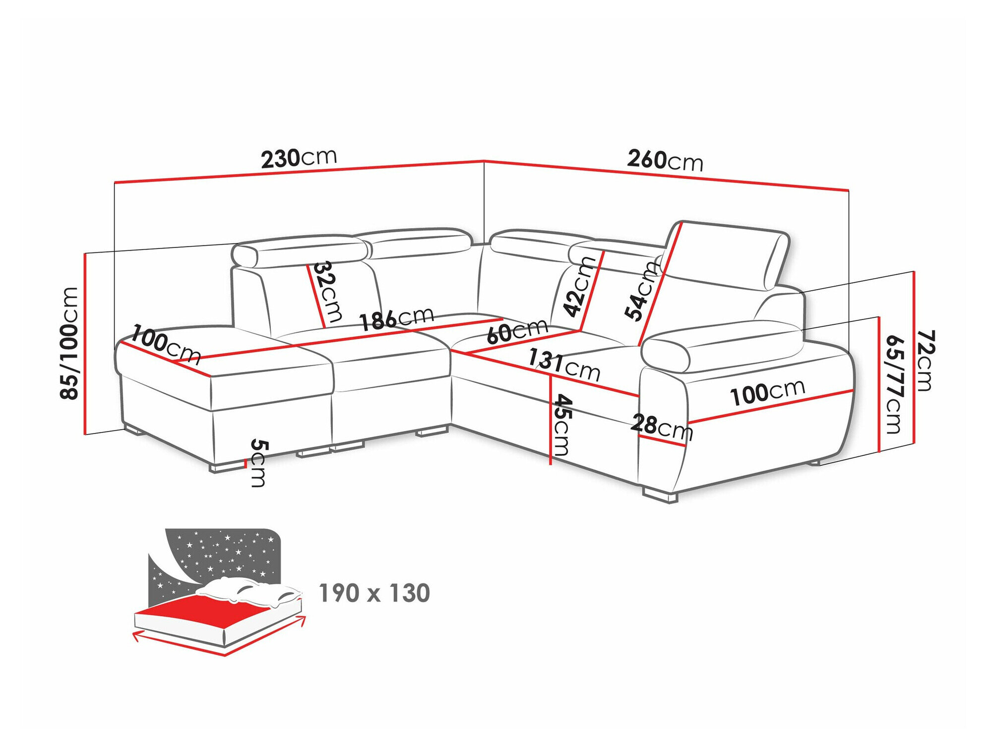 Hjørnesofa Columbus 228 (Paros 04)
