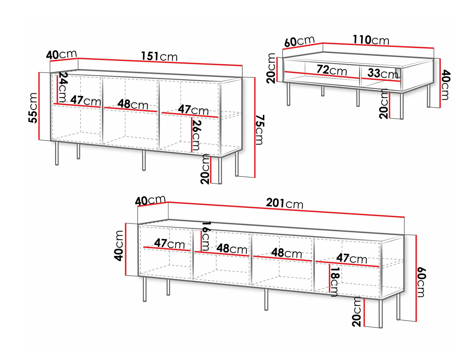 Stuemøbelsæt Celra I (Sort)