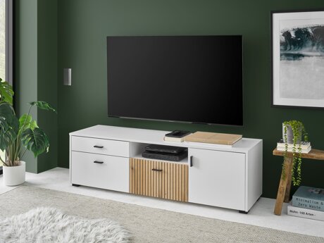 TV-bord Belmelu 105 (Hvid + Egetræ)