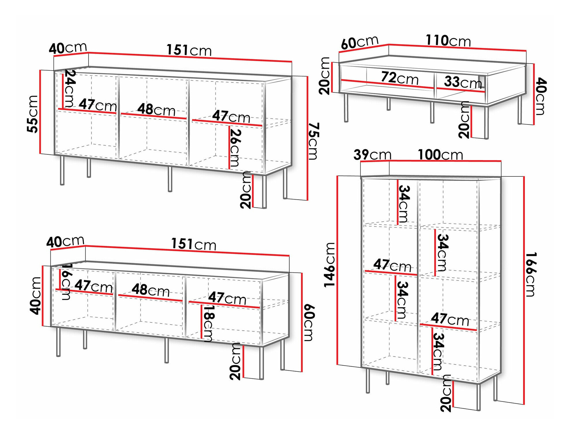 Stuemøbelsæt Celra (Hvid)
