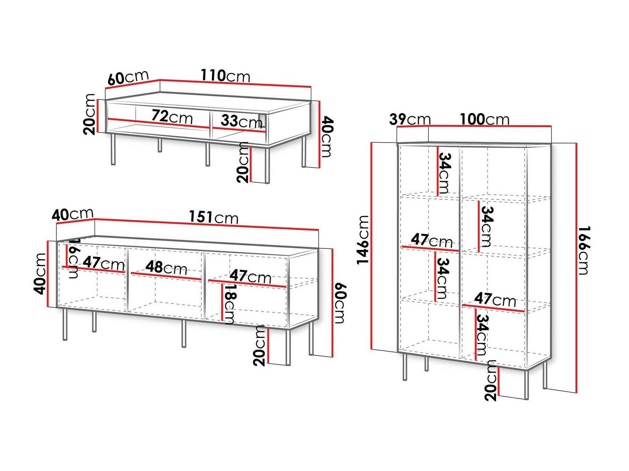 Stuemøbelsæt Celra (Sort)