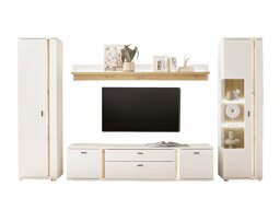 Conjunto de salón Avimavi 118 (Blanco + Roble wotan)