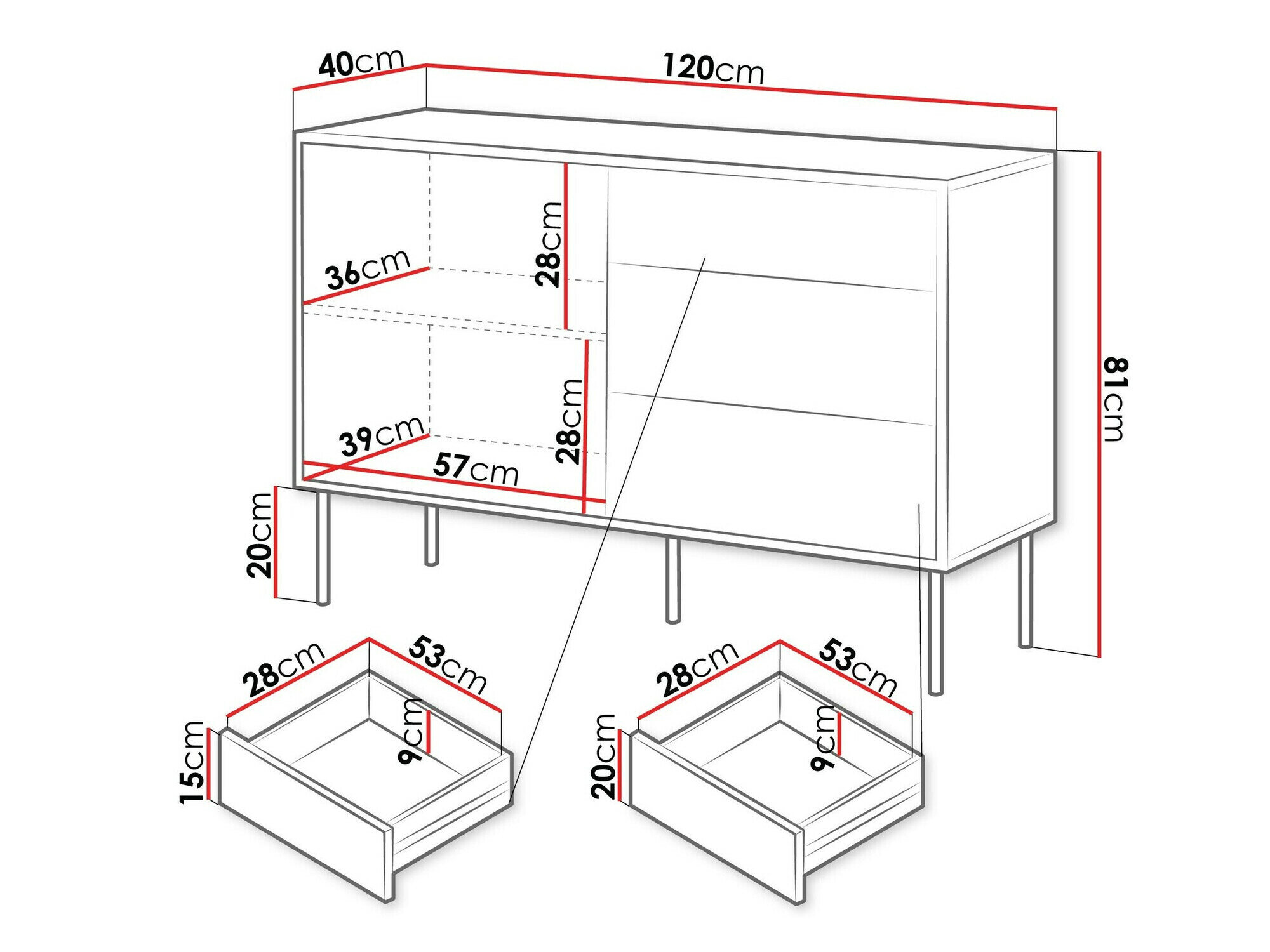 Kommode Flosoru 101 (Sort)