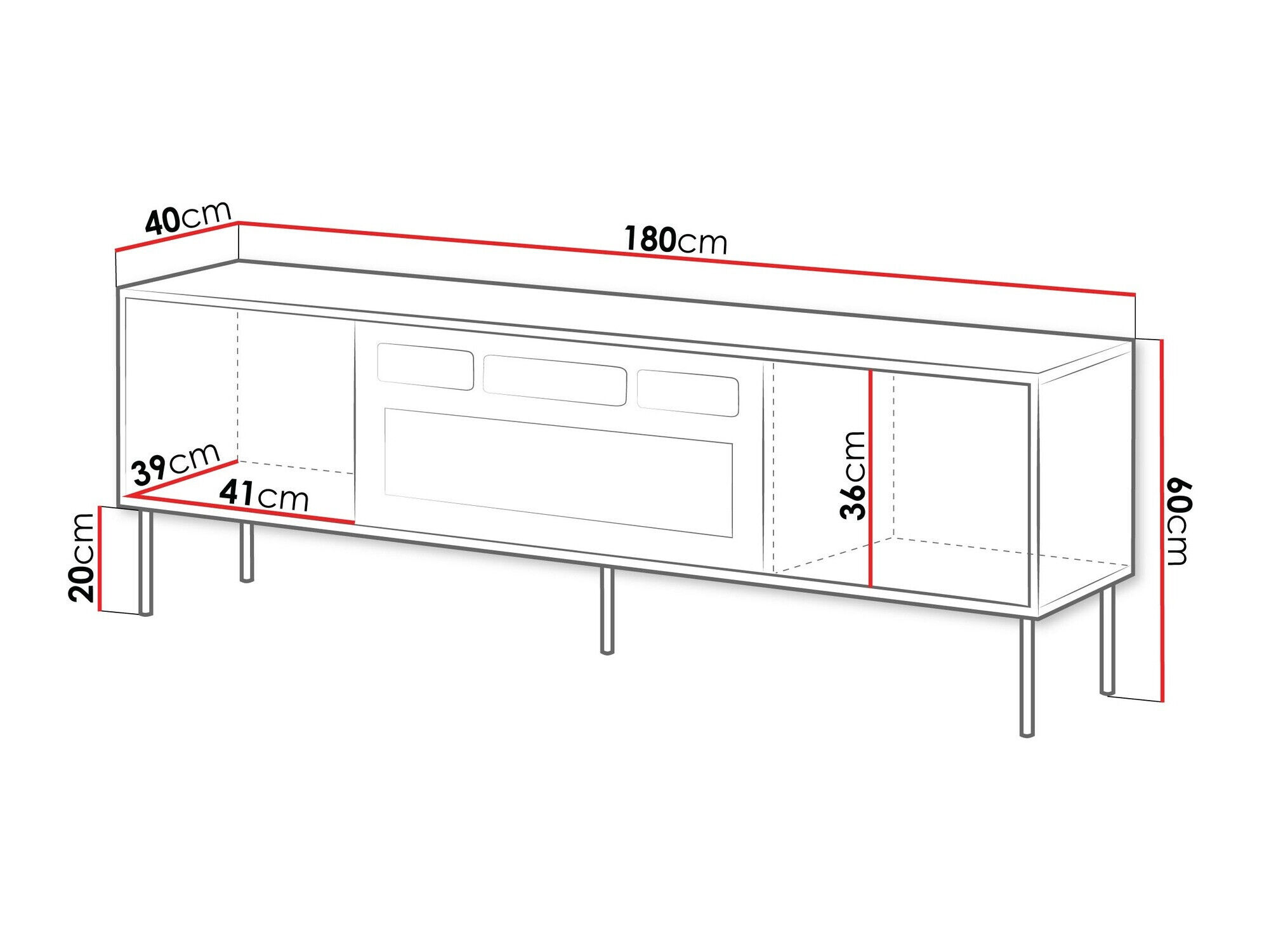 Meuble TV Flosoru 108 (Noyer + Noir)