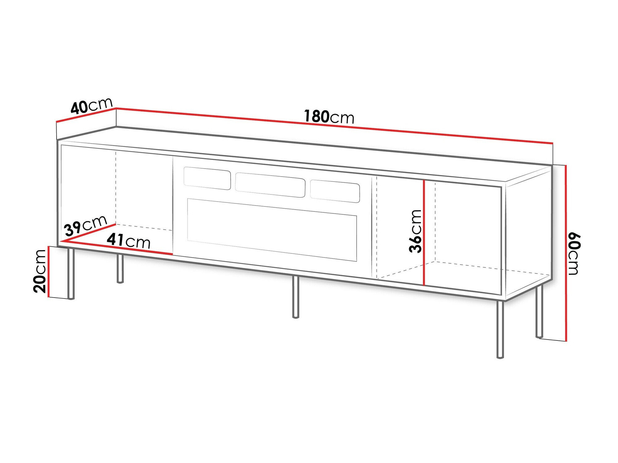 TV-bord Flosoru 108 (Valnød + Sort)