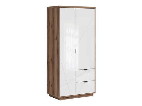 Kledingkast Fivale 105 (Glanzend wit + Donker delano-eik)