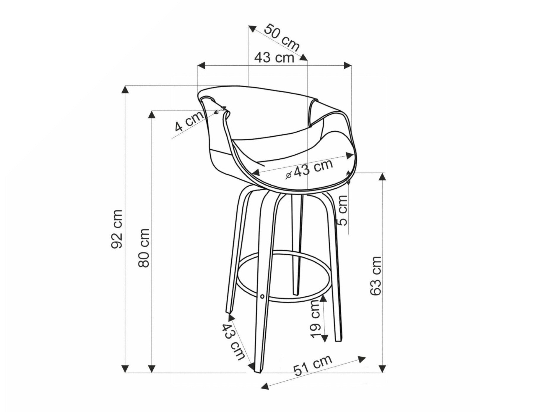 Counterstol Houston 1599 (Sort + Valnød)