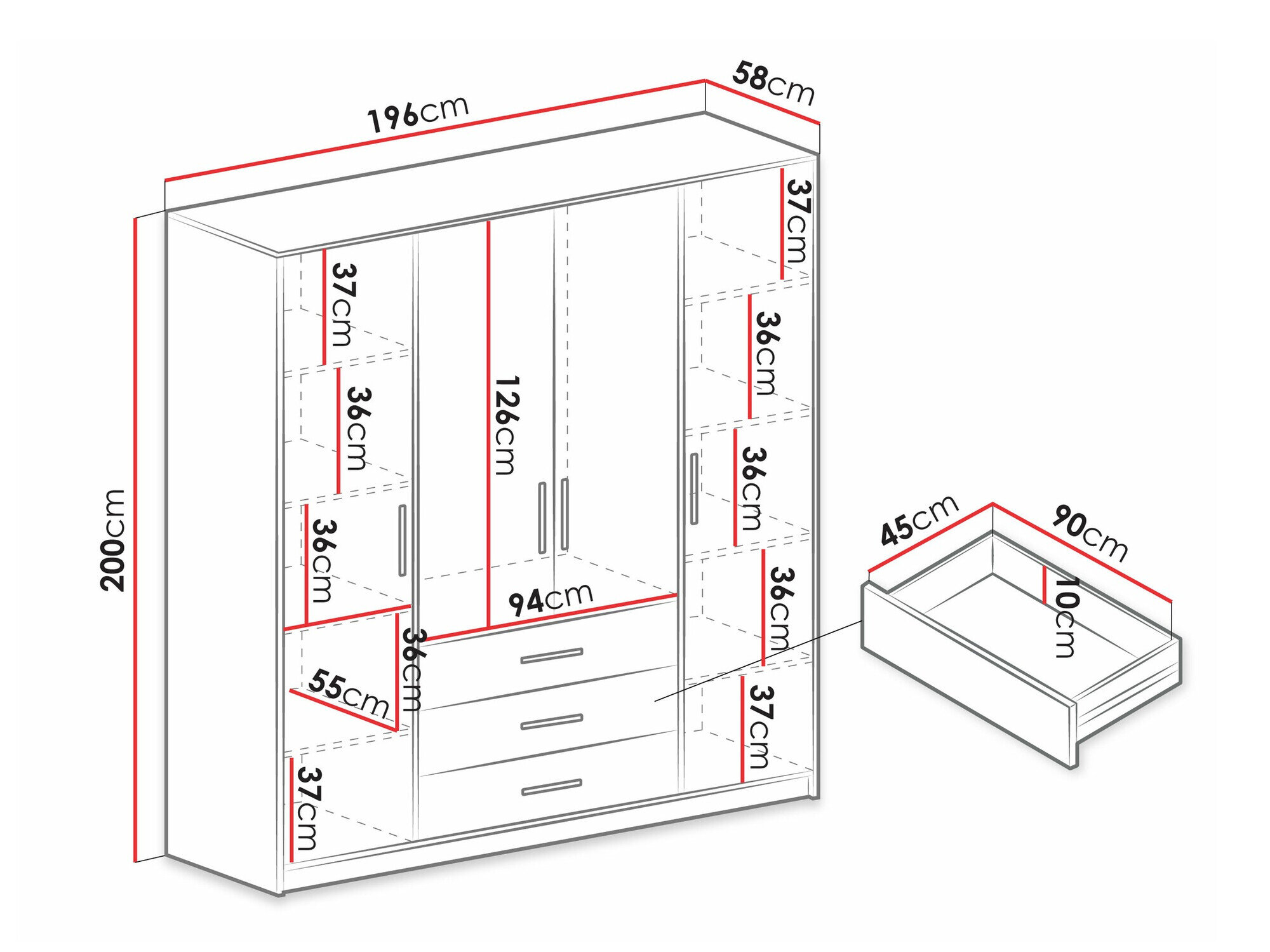 Garderobeskab Dortivu (Hvid)