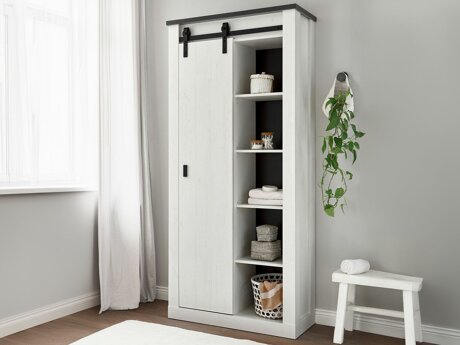 Étagère Cirtale 122 (Pin blanchi + Anthracite)