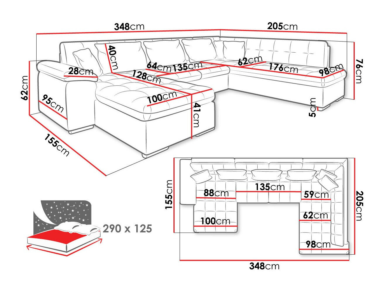 Hjørnesofa Comfivo 180 (Baloo 2074)