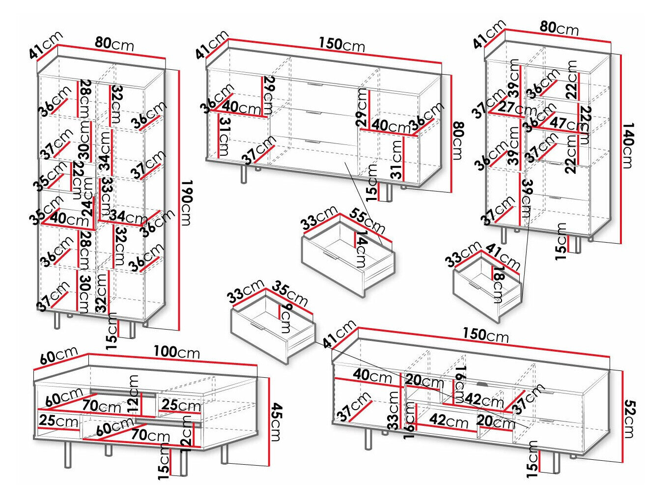 Stuemøbelsæt Decus I (Sort)