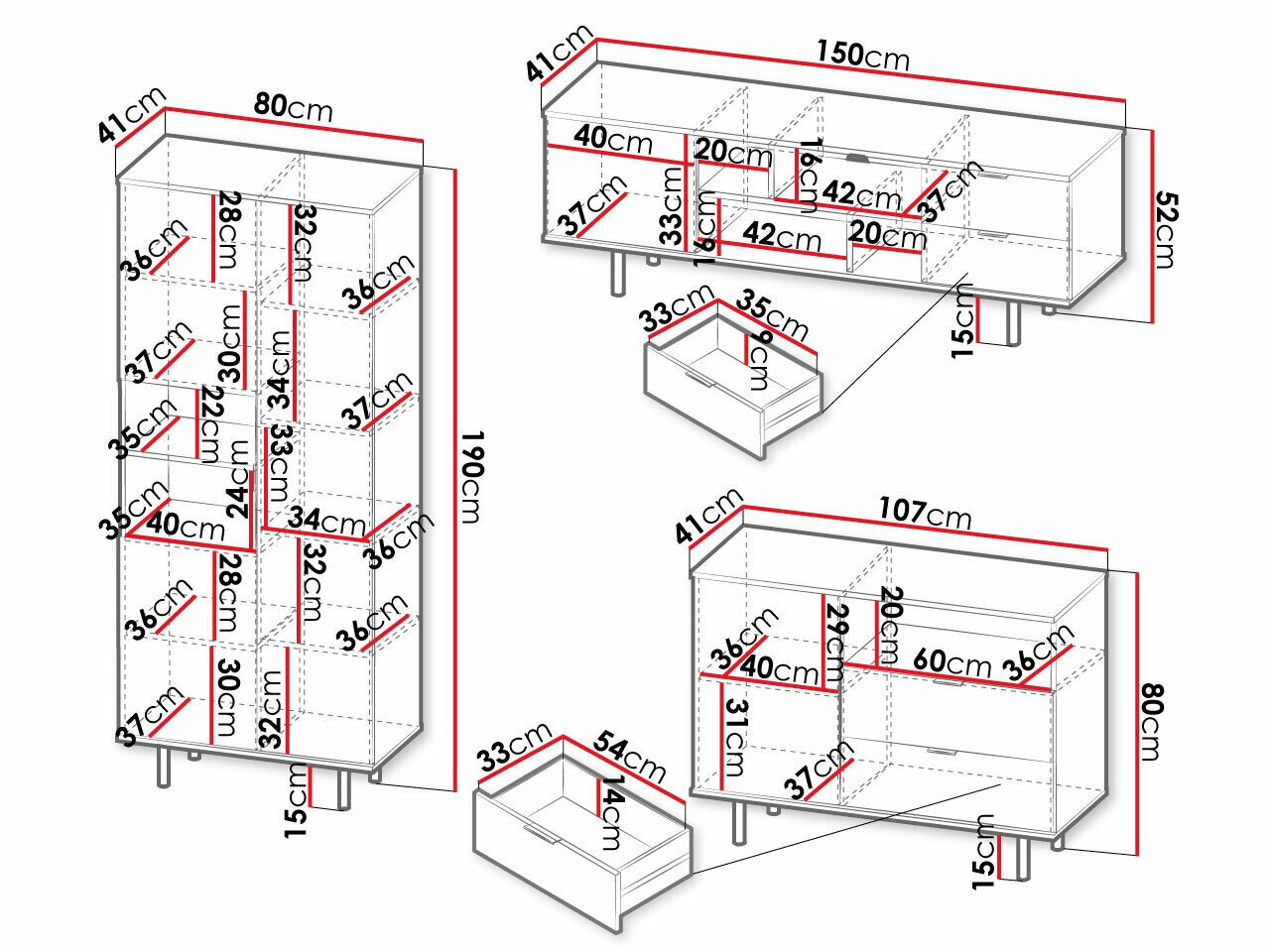 Stuemøbelsæt Decus II (Sort)