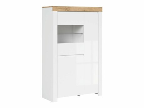 Boekenkast Sonsoru 105 (Wit + Glanzend wit + Wotan eik)