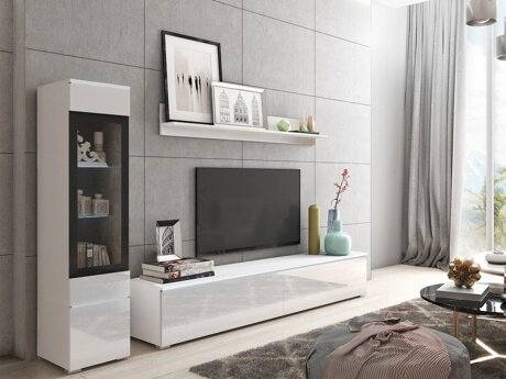Woonkamerset Mirfivo 100 (Wit + Glanzend wit)