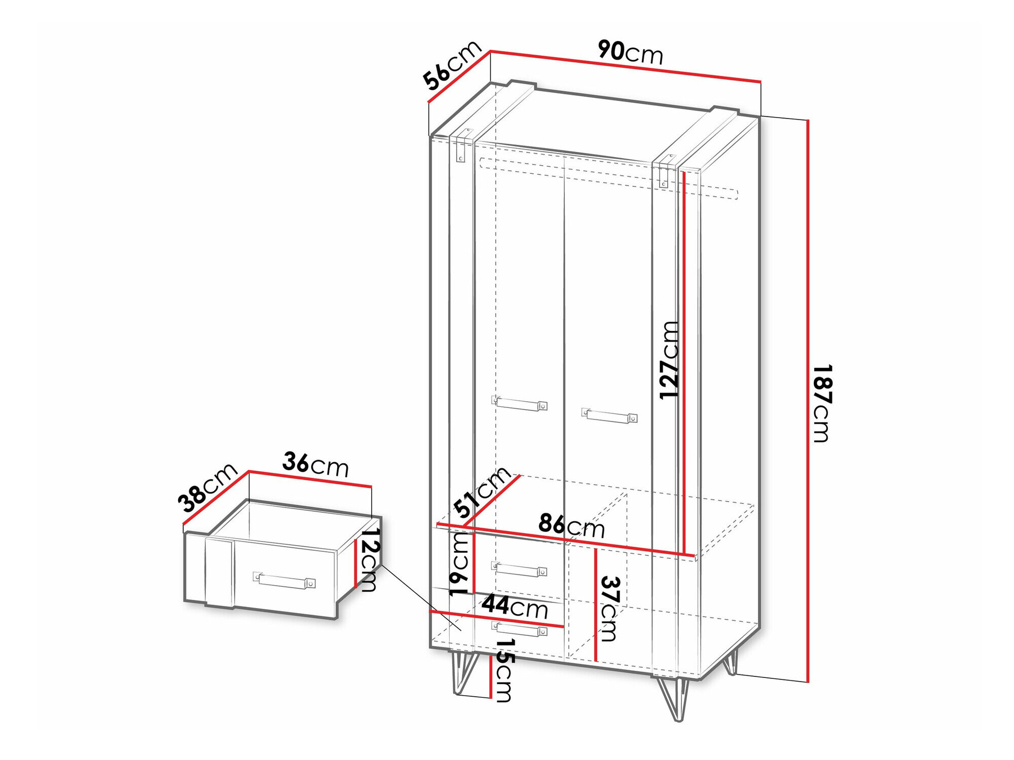 Riidekapp Domdele 100