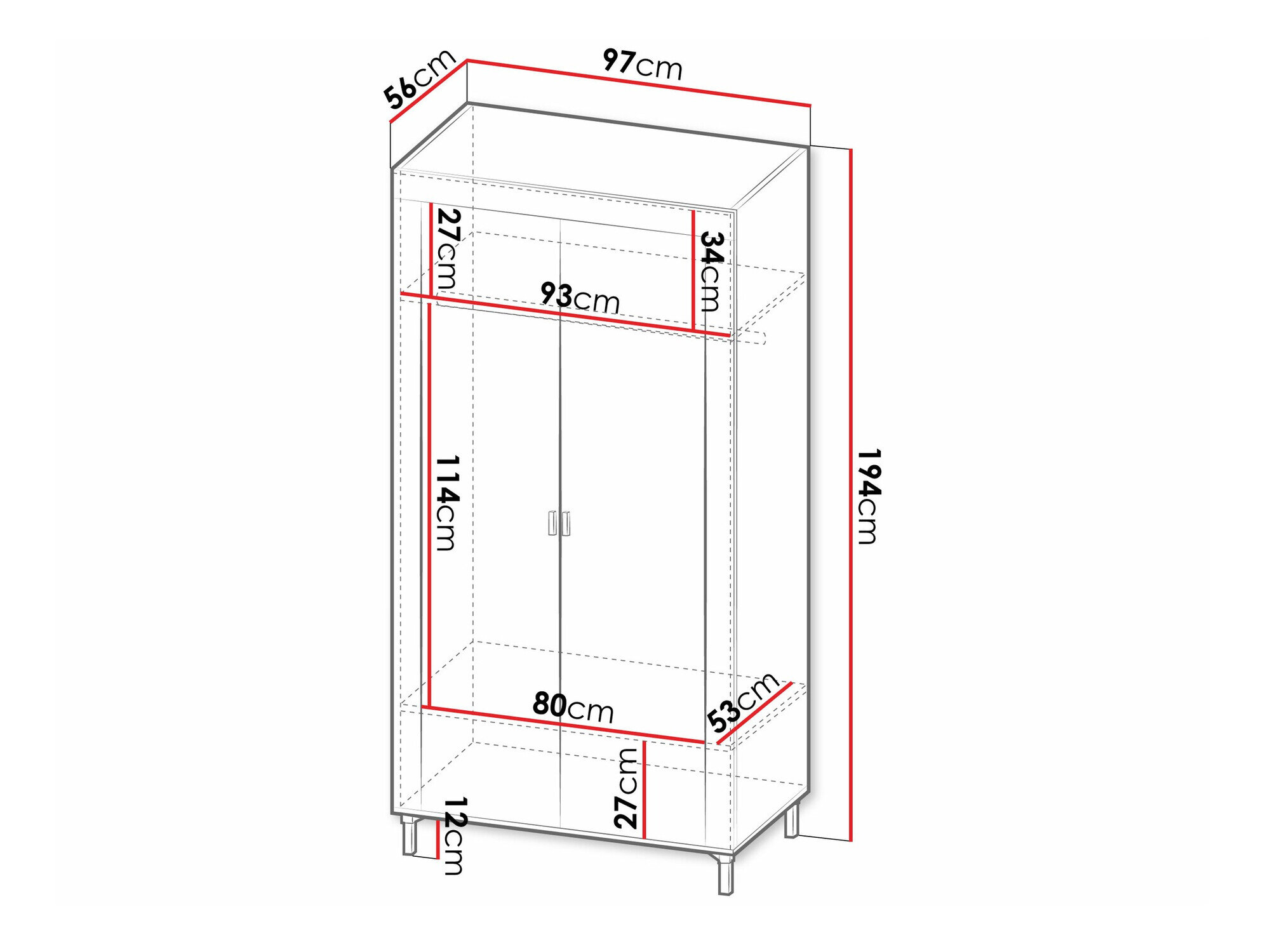 Kledingkast Mormavu 100 (Mat wit)