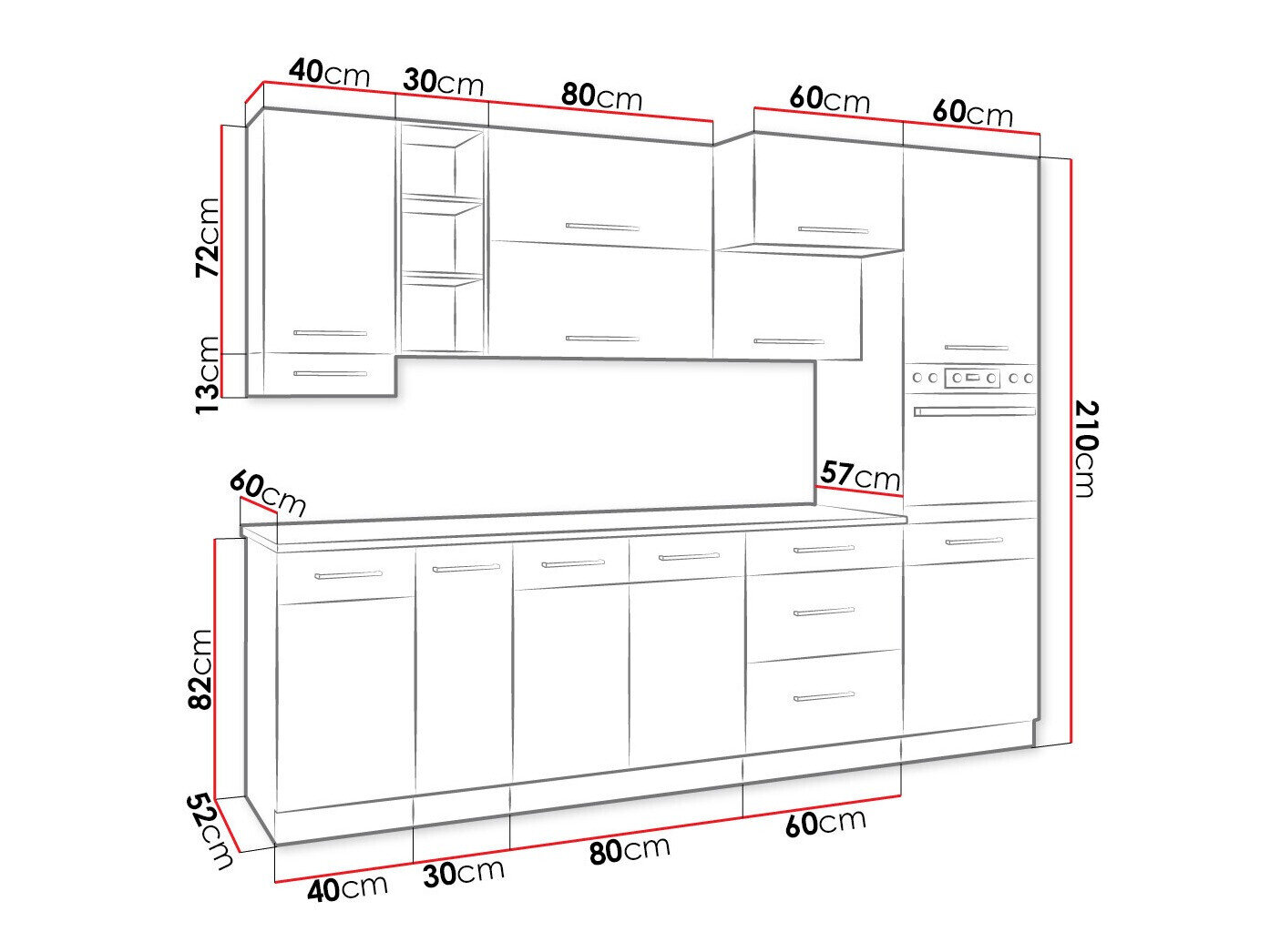 Modulaire keukenset Wood Grey 136