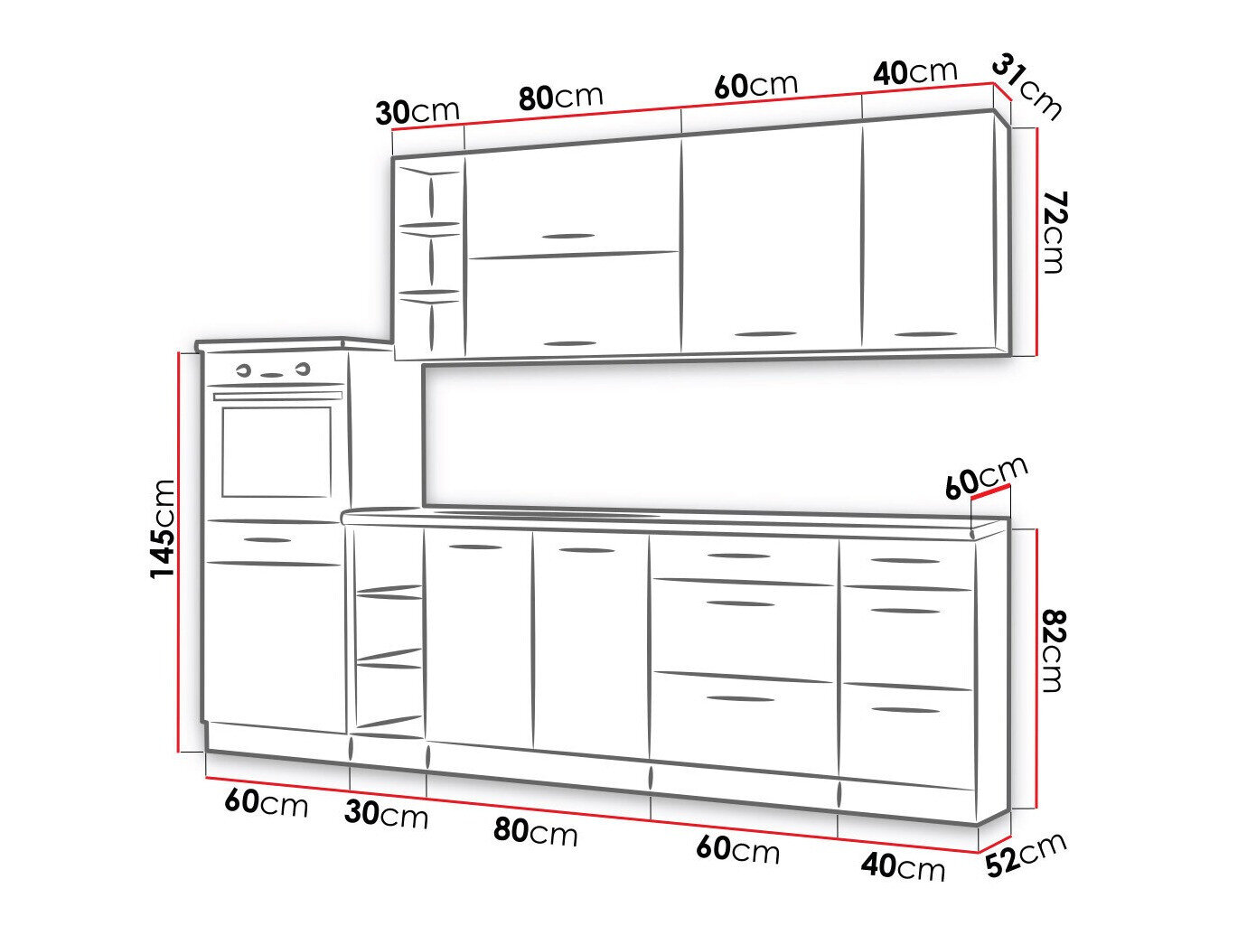 Modularni kuhinjski komplet Wood Grey 137