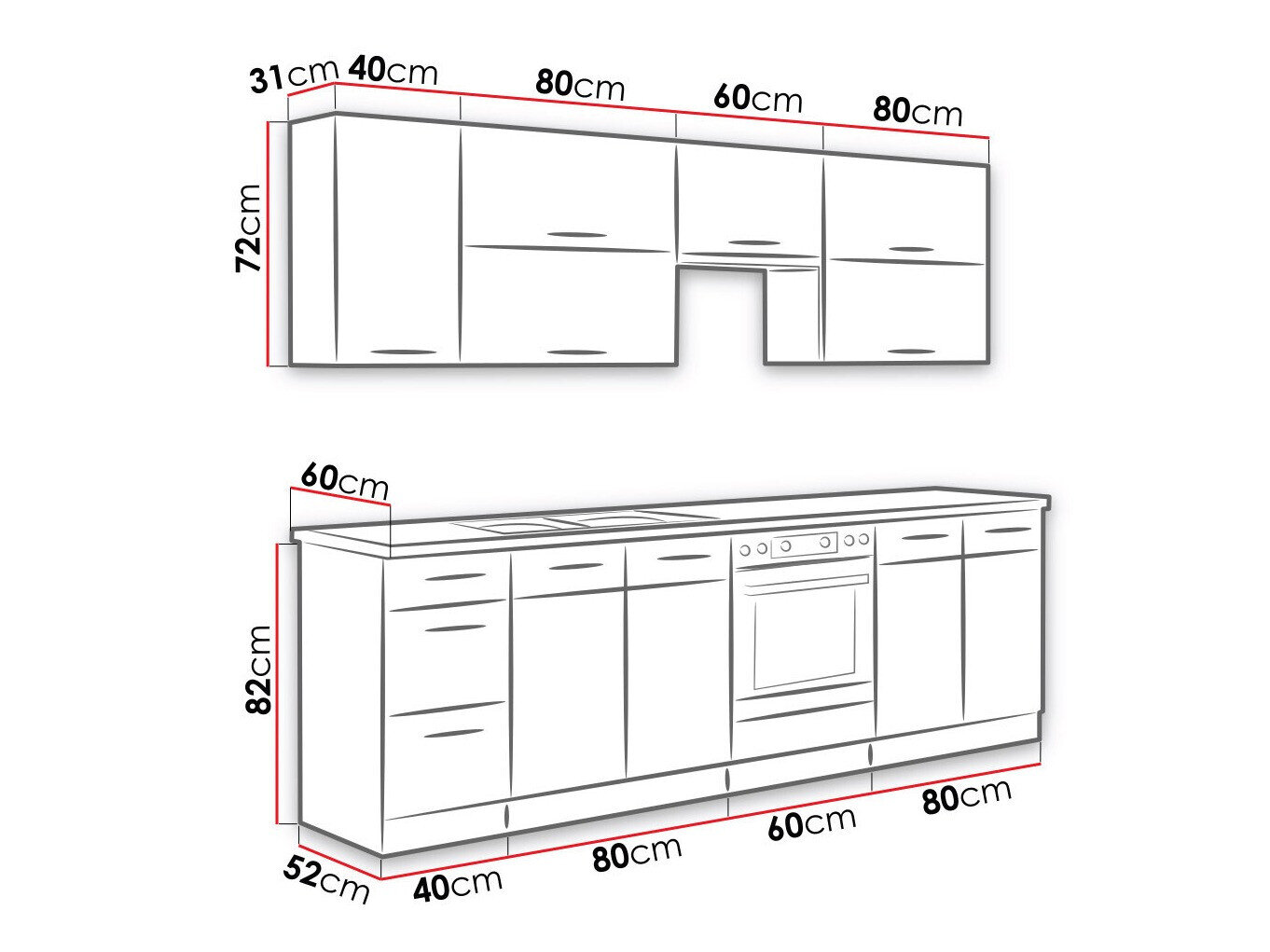 Modulkøkkensæt Wood Dark 128
