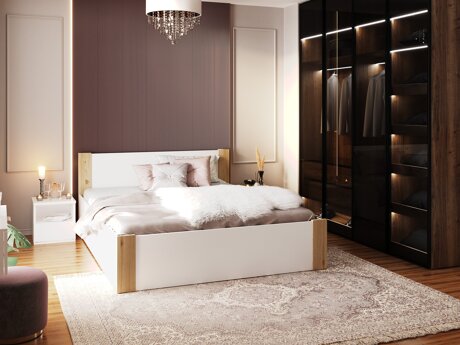 Bed Aurora 155 (Wit + Grenen)