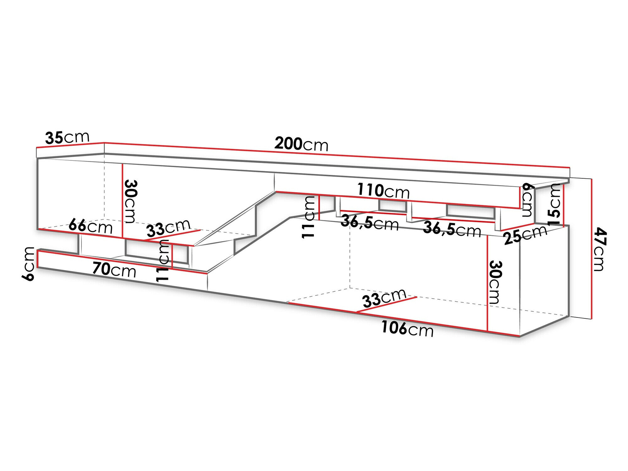 TV-bord Comfivo Daldune I (Hvid + Wotan eg)