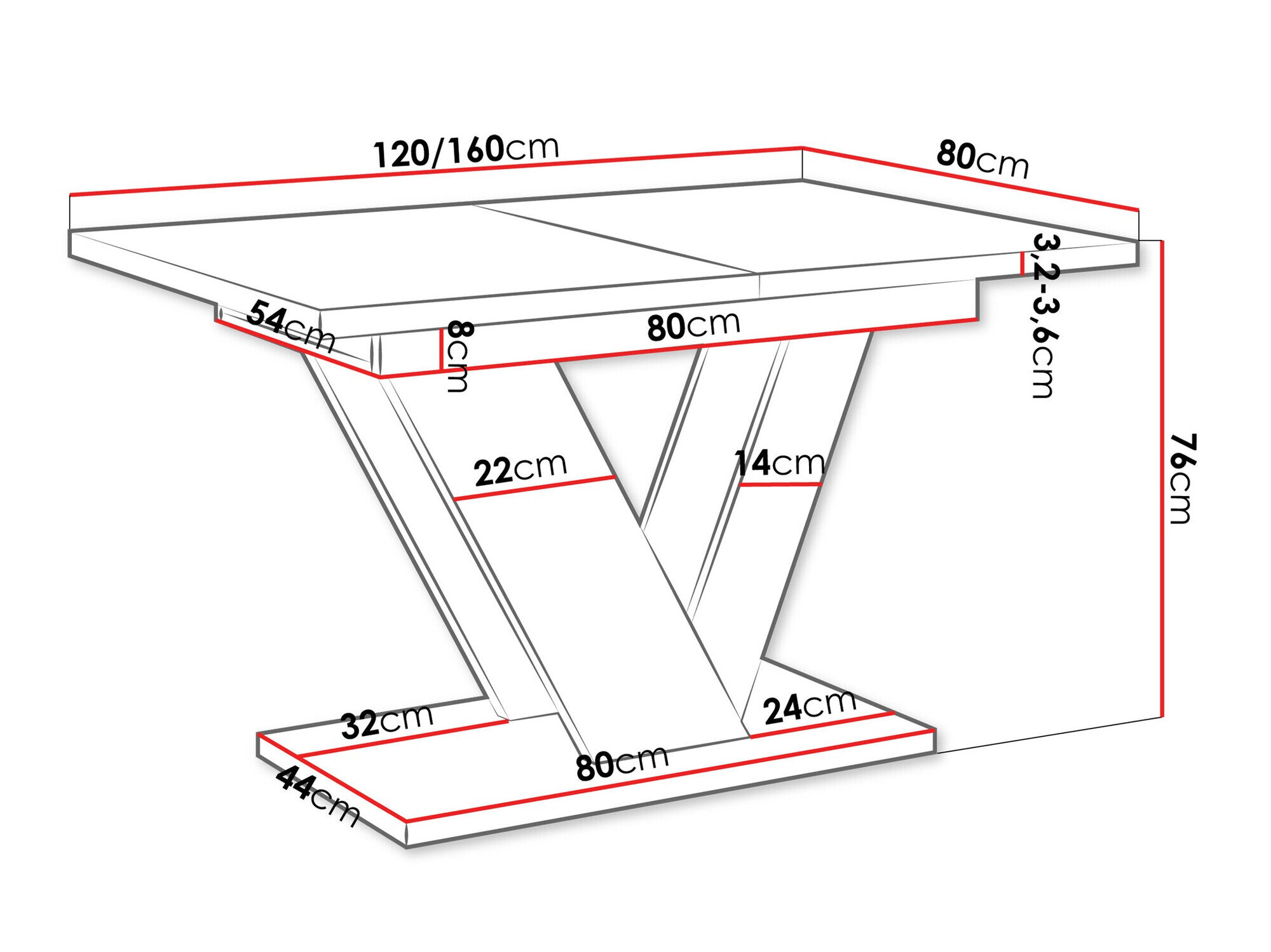 Tafel Violium (Zwart marmer)