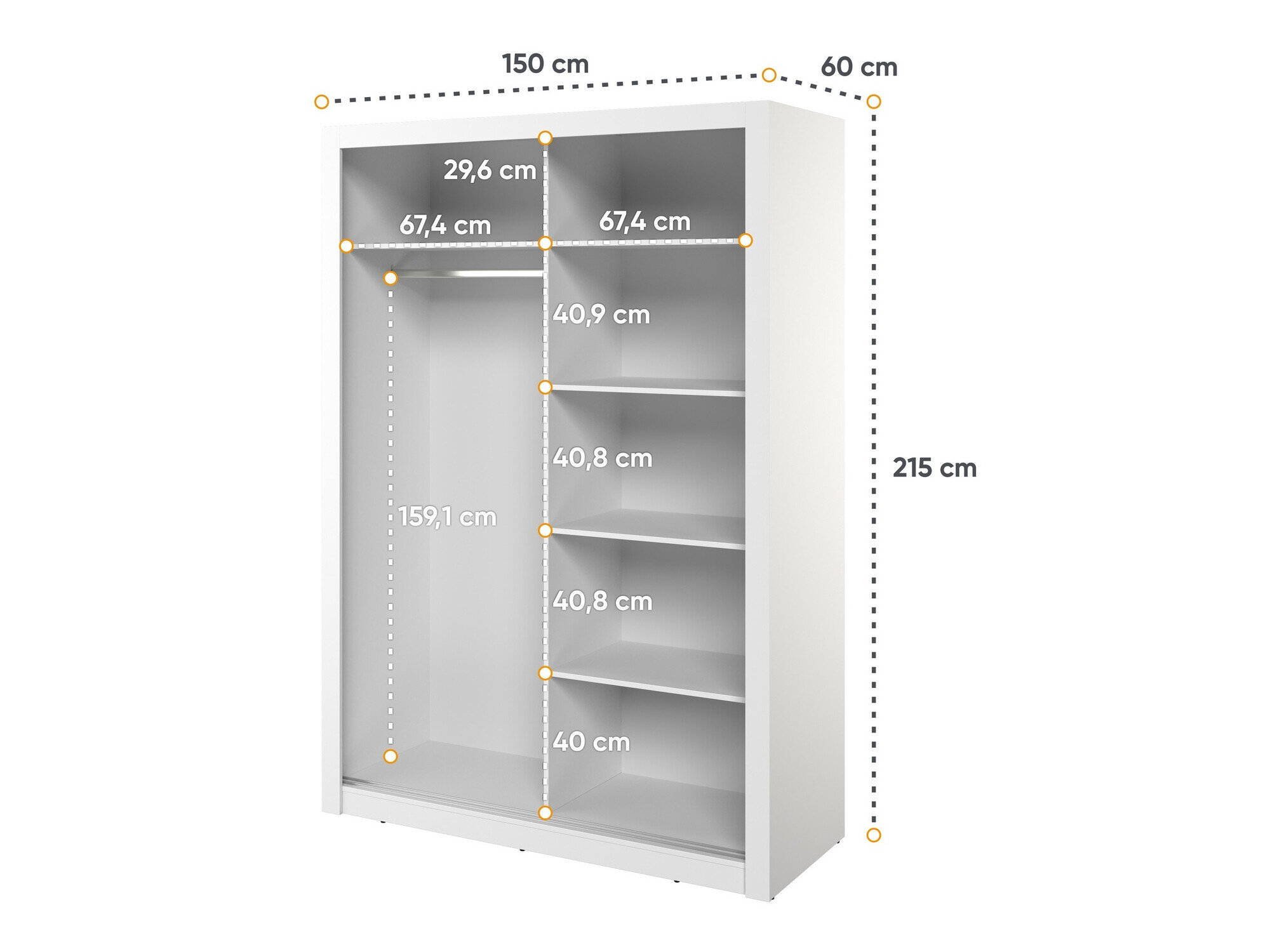 Garderobeskab Fresno 152 (Hvid)