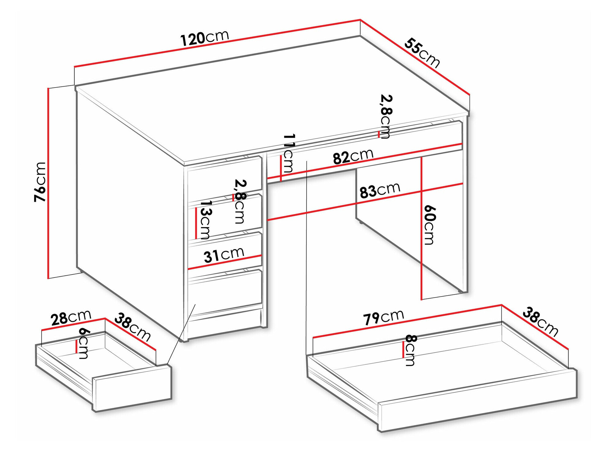 Skrivebord Comfivo 312 (Antracit)