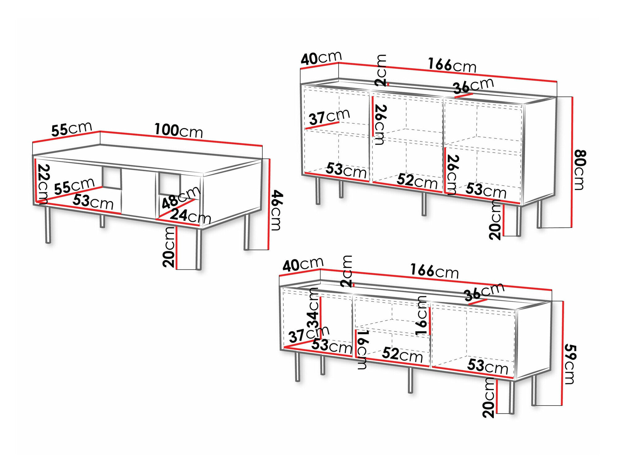 Stuemøbelsæt Sillen (Sort)