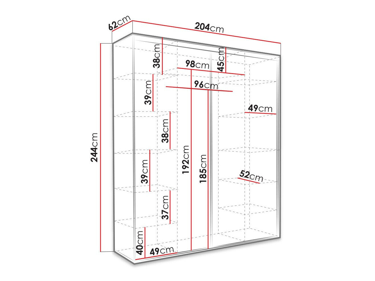 Garderobeskab Murrieta 180 (Hvid)