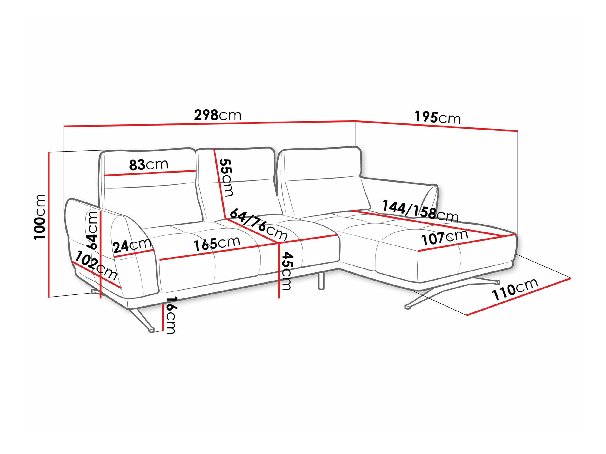 Hjørnesofa Lincoln 195 (Sorella 03)