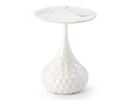 Mesa auxiliar Houston 1807 (Blanco + Mármol blanco)