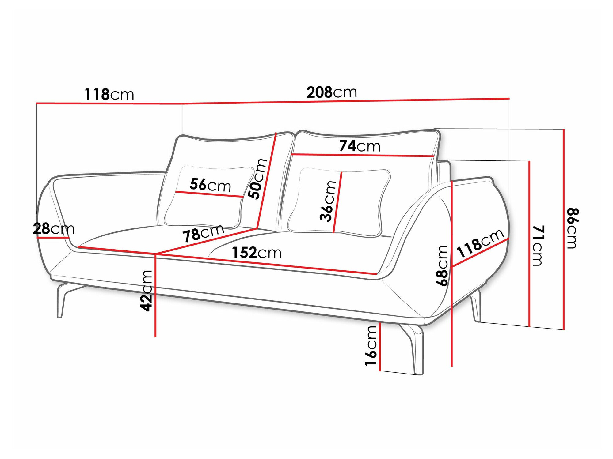 Sofa Lincoln 196 (Aragon 80)