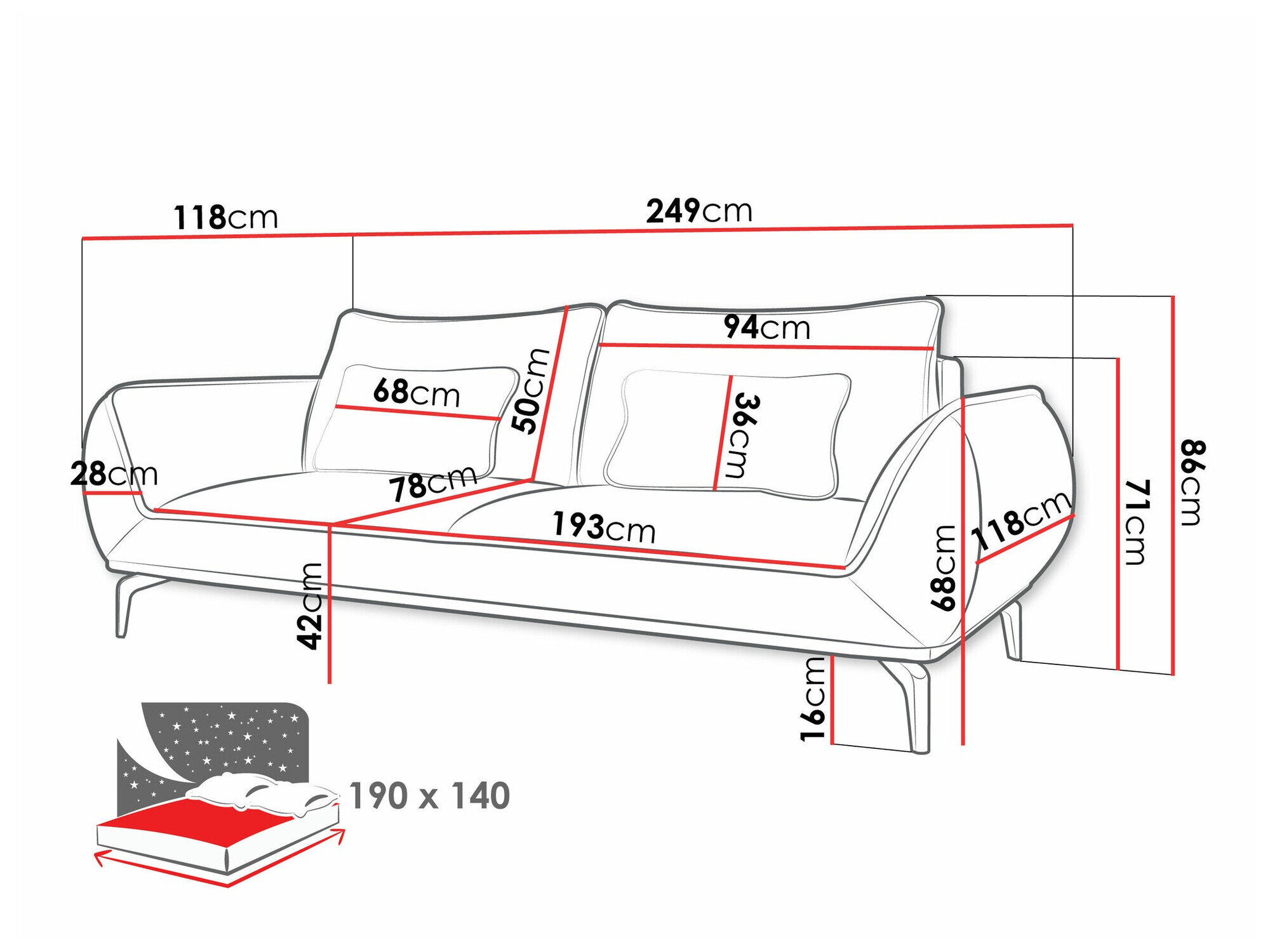 Slaapbank Lincoln 197 (Aragon 97)