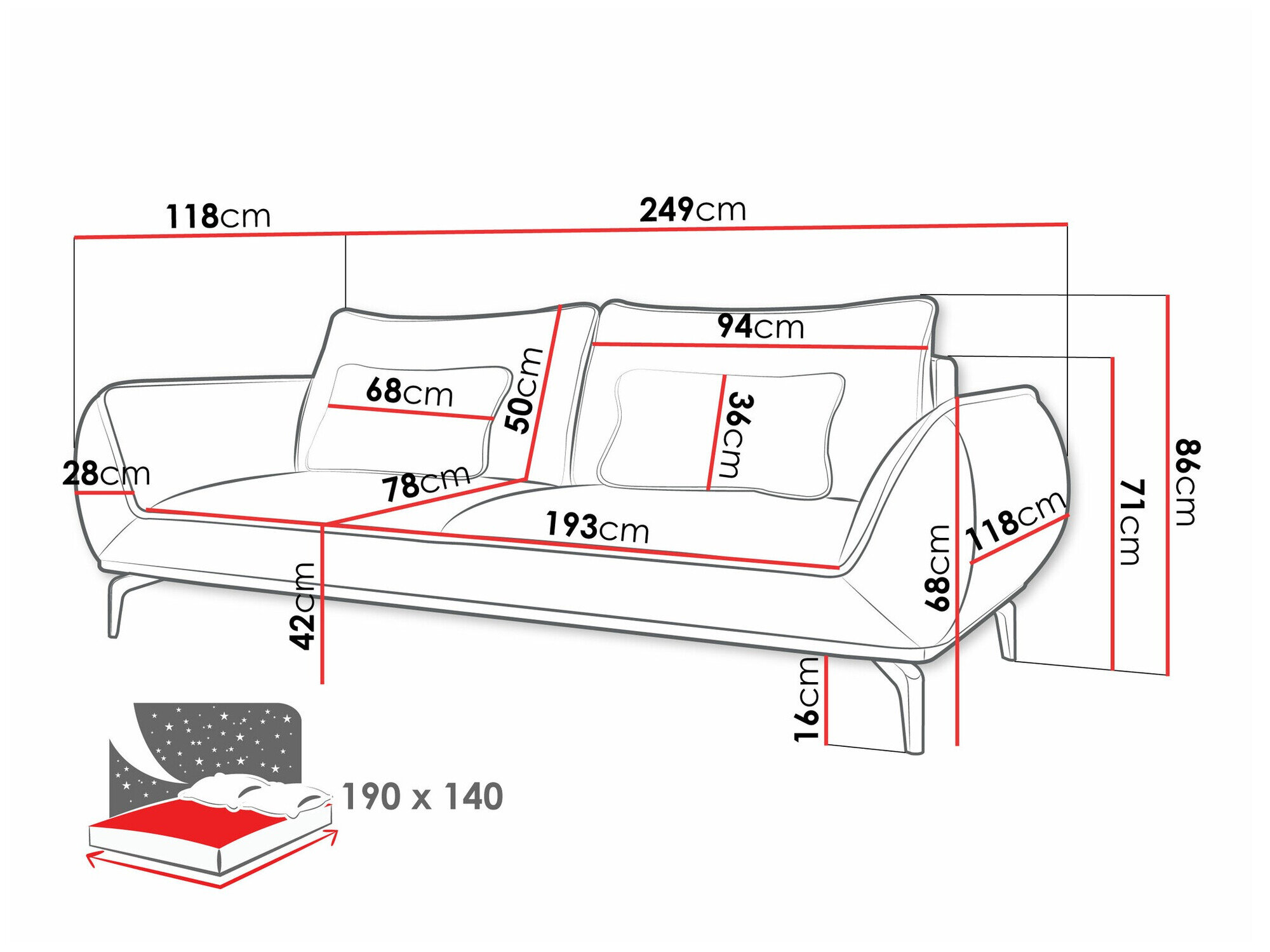 Sovesofa Lincoln 197 (Aragon 80)