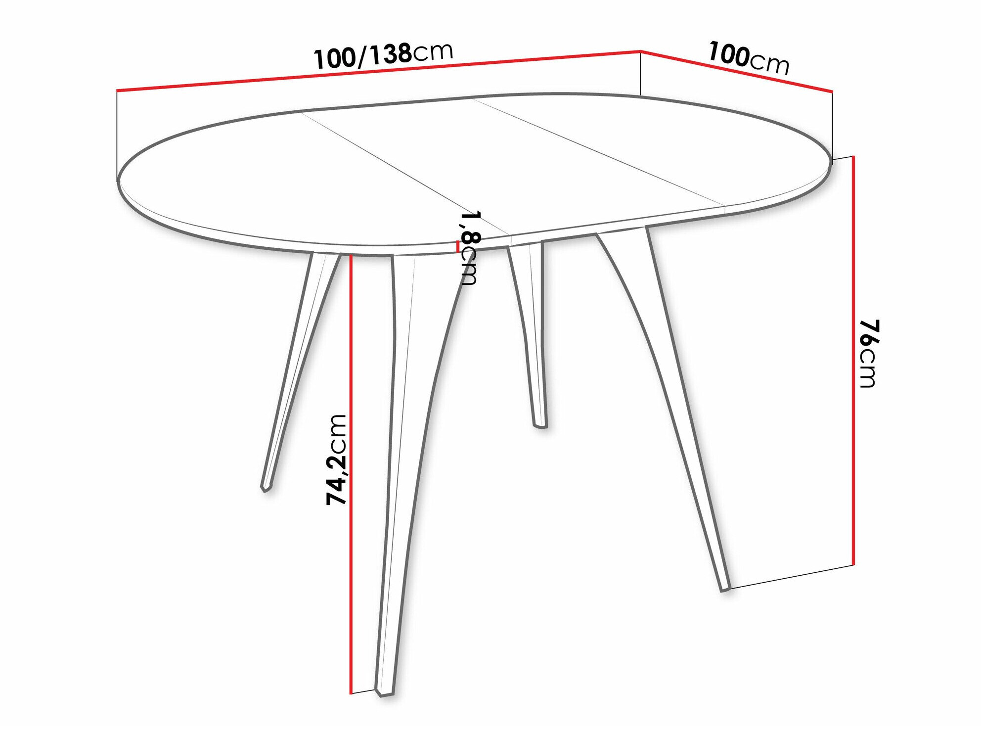 Tafel Oswego 132 (Zwart marmer)