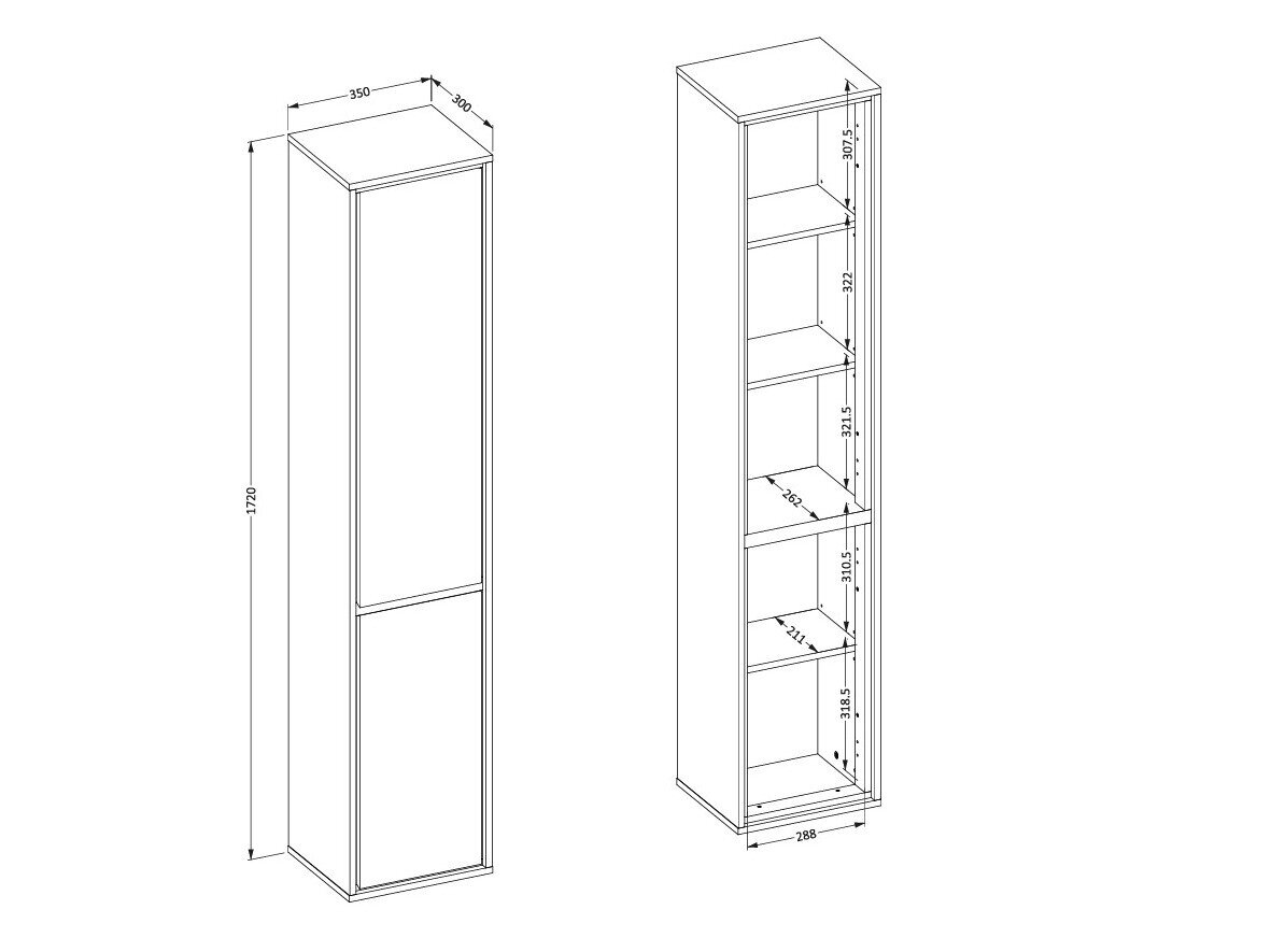 Mobiletto del bagno Tecavu 101 (Bianco lucido + Bianco)