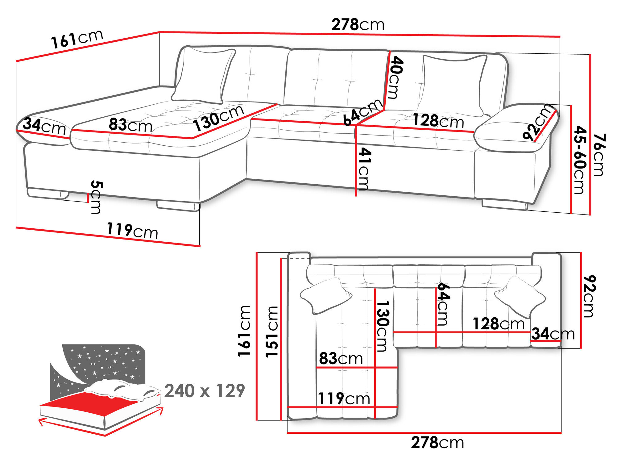 Hjørnesofa Comfivo Sanitas I (Rico 12)